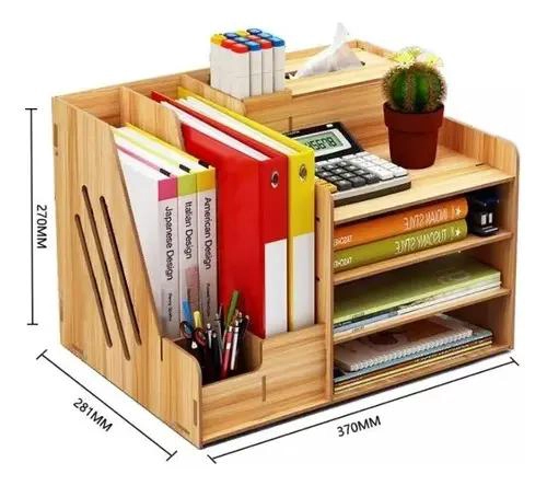 ORGANIZADOR DE MADERA PARA ESCRITORIO CON 9 COMPARTIMENTOS - 3