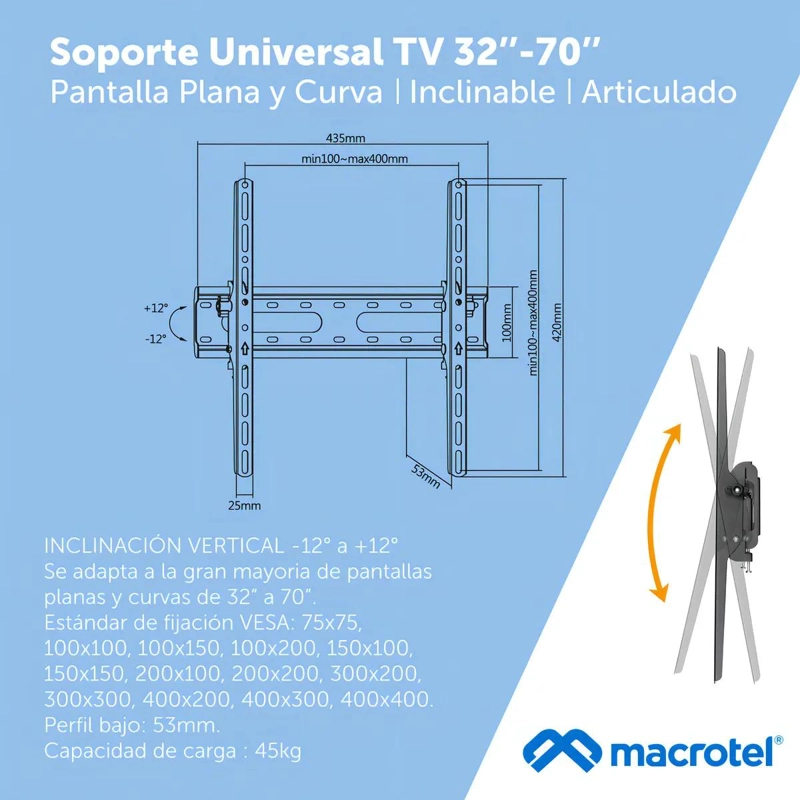 SOPORTE DE PARED PARA PANTALLAS DE 32 A 55 PULGADAS - 3