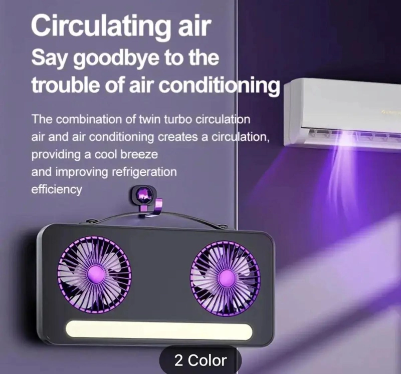 VENTILADOR DE ESCRITORIO USB CON LUZ LED Y CABEZAL AJUSTABLE - 3