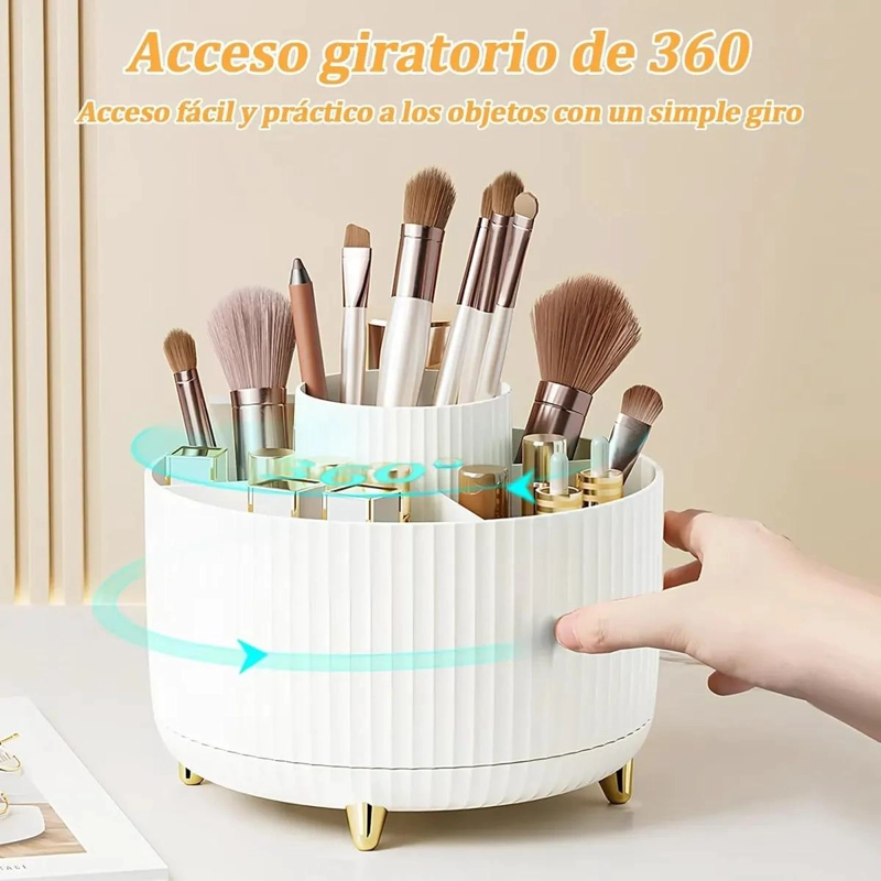ORGANIZADOR DE ESCRITORIO GIRATORIO 360 GRADOS PARA LAPICES Y MAQUILLAJE - 3