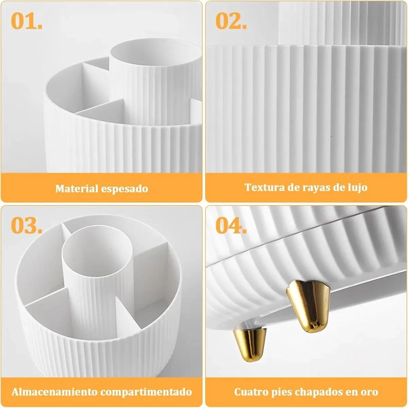 ORGANIZADOR DE ESCRITORIO GIRATORIO 360 GRADOS PARA LAPICES Y MAQUILLAJE - 4