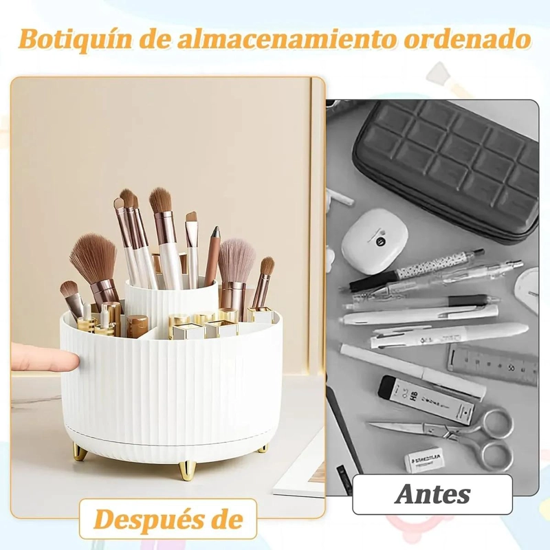 ORGANIZADOR DE ESCRITORIO GIRATORIO 360 GRADOS PARA LAPICES Y MAQUILLAJE - 6