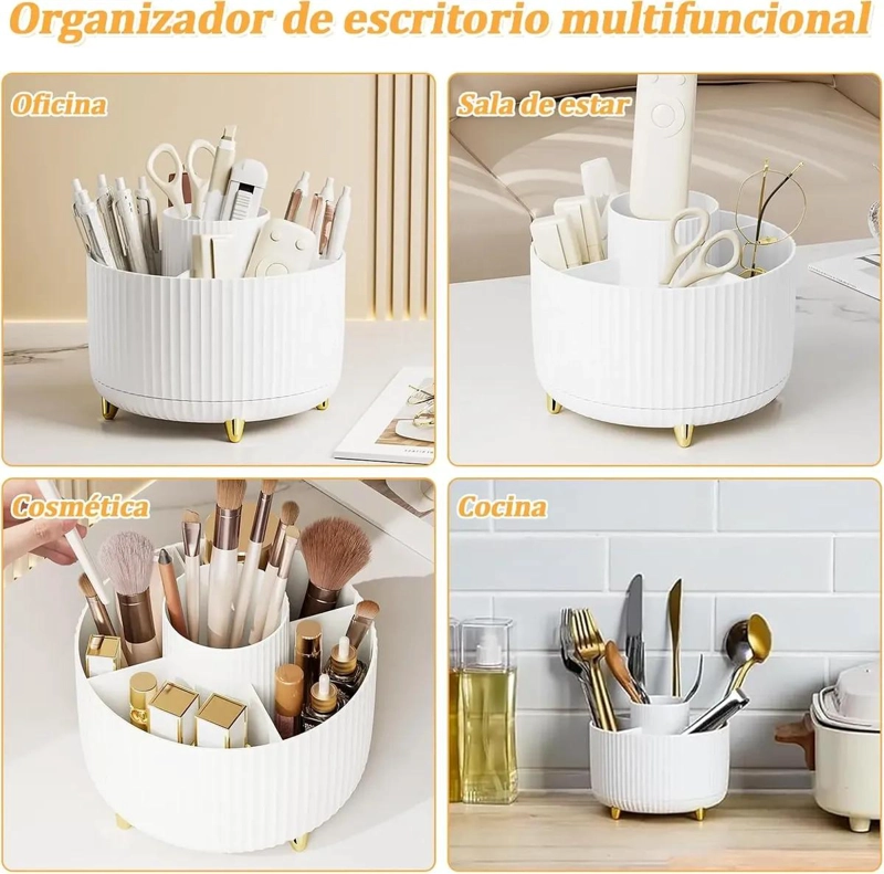 ORGANIZADOR DE ESCRITORIO GIRATORIO 360 GRADOS PARA LAPICES Y MAQUILLAJE - 7