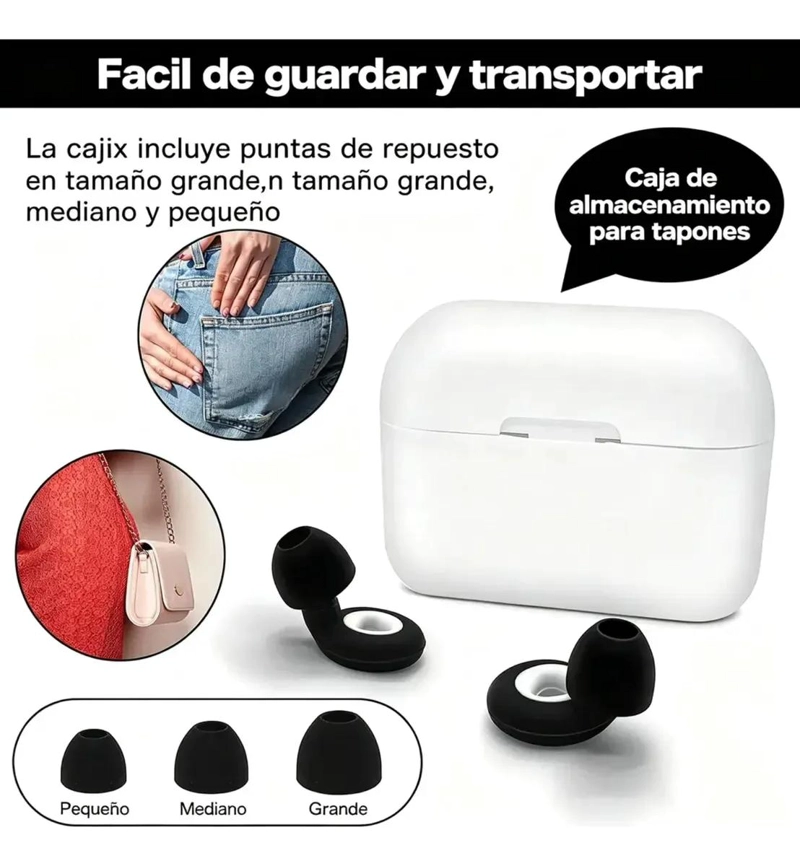 TAPONES AUDITIVOS REUTILIZABLES DE SILICONA PARA CONFORT - 4