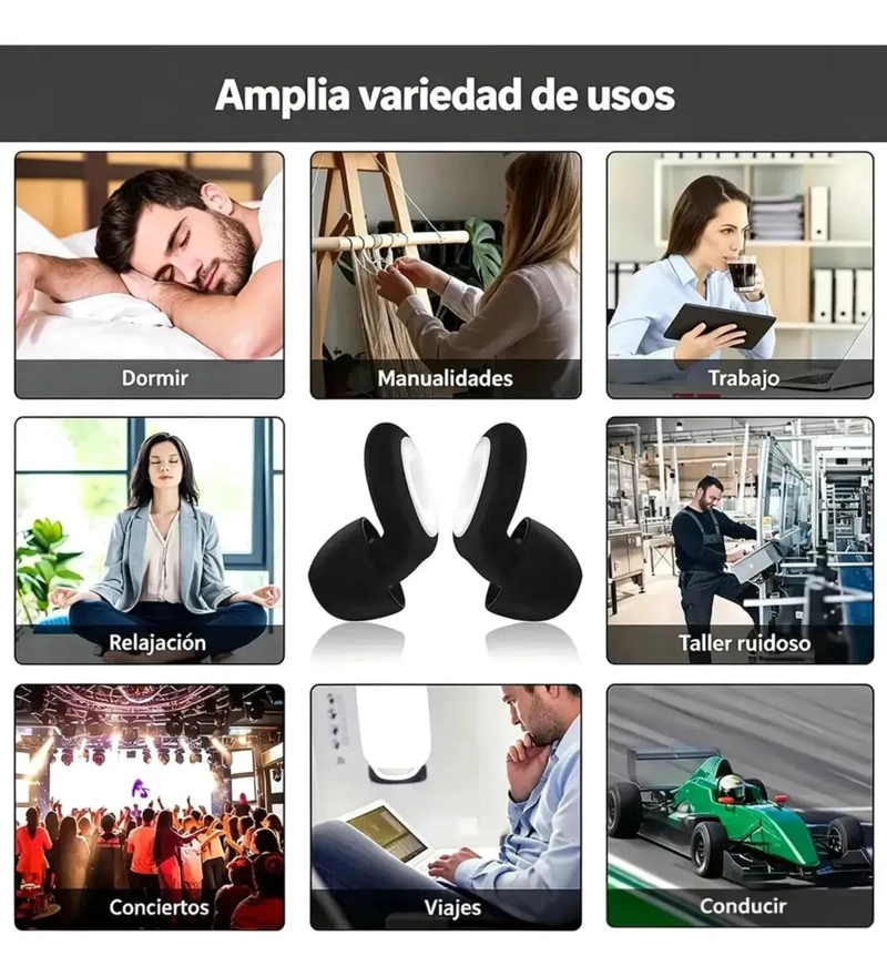 TAPONES AUDITIVOS REUTILIZABLES DE SILICONA PARA CONFORT - 8
