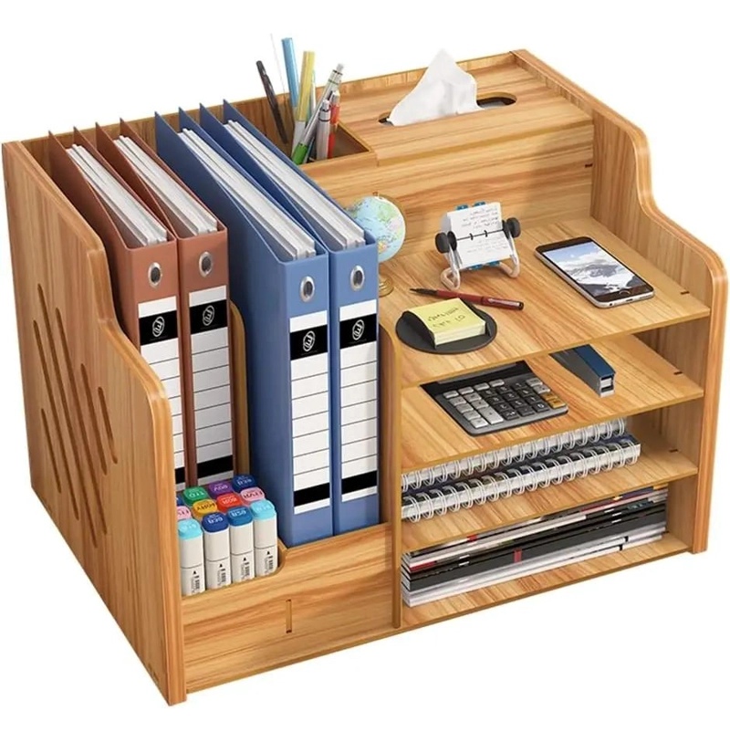 ESTANTE DE MADERA ORGANIZADOR PARA ESCRITORIO Y OFICINA - 1