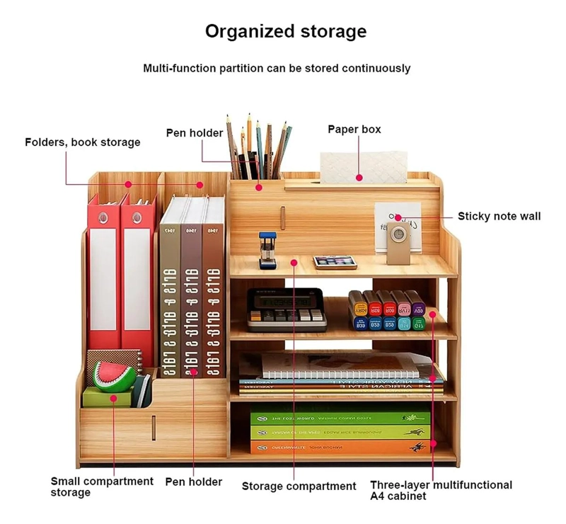ESTANTE DE MADERA ORGANIZADOR PARA ESCRITORIO Y OFICINA - 2