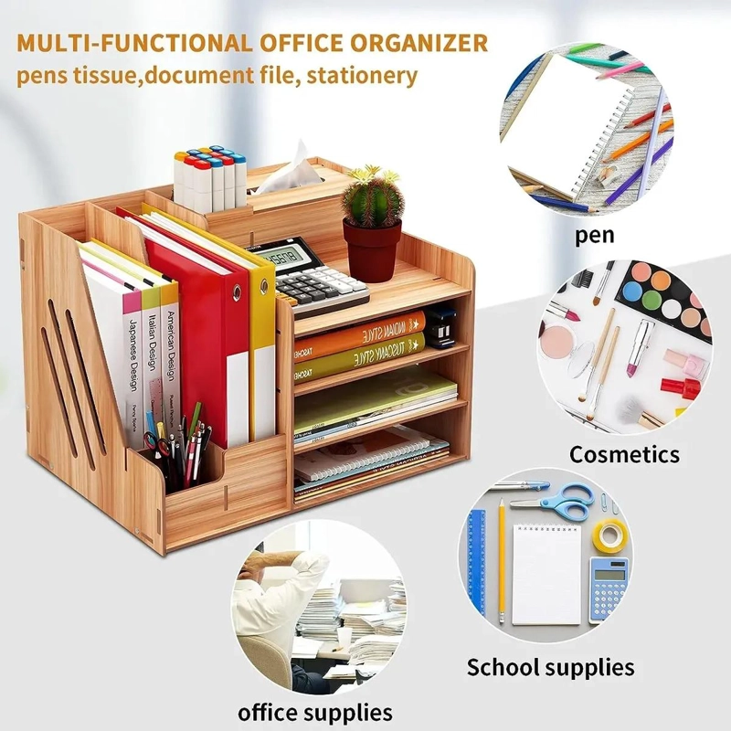ESTANTE DE MADERA ORGANIZADOR PARA ESCRITORIO Y OFICINA - 4