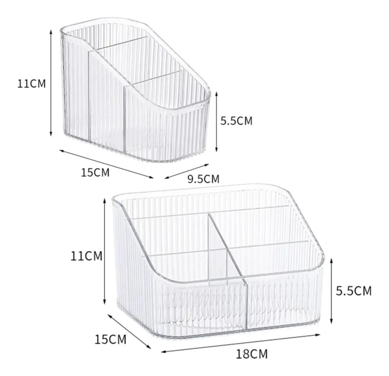 ORGANIZADOR DE ESCRITORIO CON 3 COMPARTIMENTOS DE PLASTICO TRANSPARENTE - 2