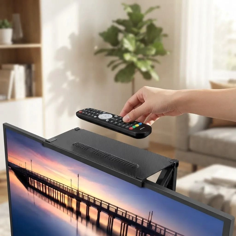 SOPORTE AJUSTABLE PARA TV CON REPISA PARA ORGANIZAR DISPOSITIVOS - 2