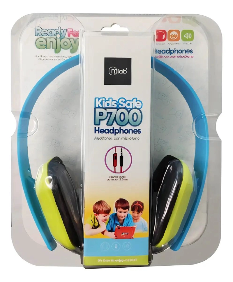 AUDIFONOS PLEGABLES PARA NIÑOS CON MICROFONO AZUL - 1