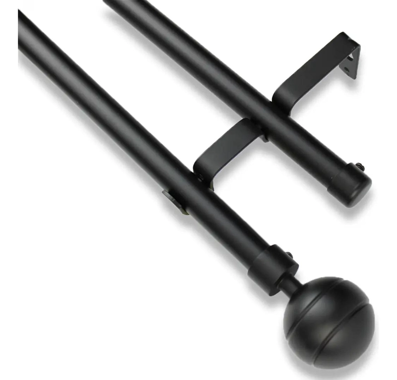 BARRA METALICA EXTENSIBLE PARA CORTINAS AJUSTABLE 120 A 210 CM COLOR NEGRO - 1