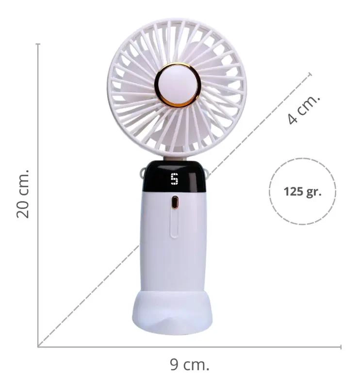VENTILADOR PORTATIL RECARGABLE USB CON 5 VELOCIDADES - 2