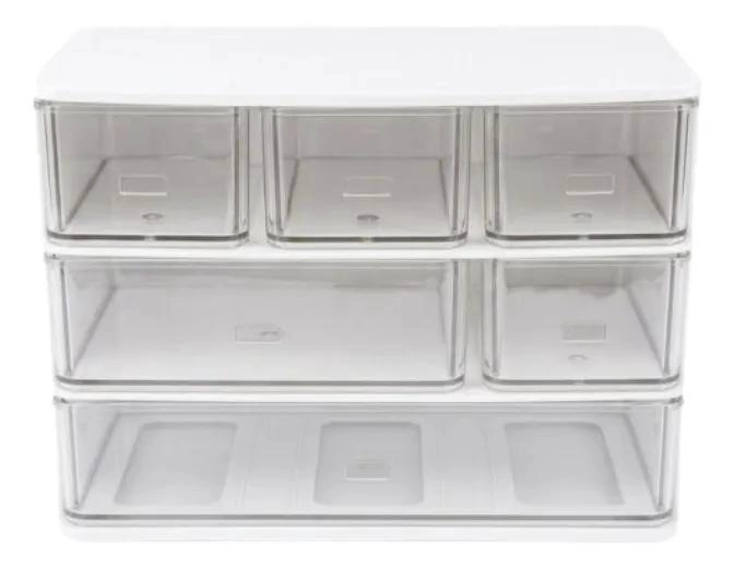 ORGANIZADOR DE ESCRITORIO CON CAJONES APILABLES Y TRANSPARENTES - 1