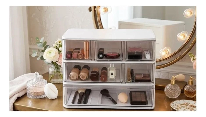 ORGANIZADOR DE ESCRITORIO CON CAJONES APILABLES Y TRANSPARENTES - 4