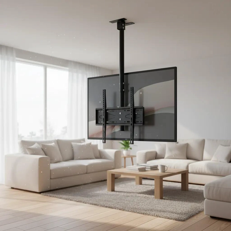 SOPORTE DE TECHO PARA TV GIRATORIO 180° DE ACERO NEGRO - 4