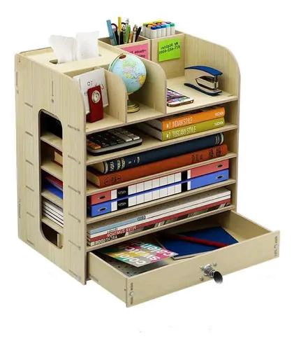ORGANIZADOR DE ESCRITORIO DE MADERA ECOLOGICA COLOR BLANCO - 1