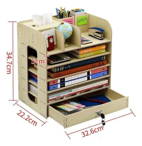 ORGANIZADOR DE ESCRITORIO DE MADERA ECOLOGICA COLOR BLANCO - 4