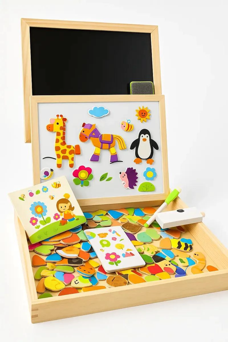 PIZARRA INFANTIL DOBLE DE MADERA PARA JUGAR Y APRENDER - 2