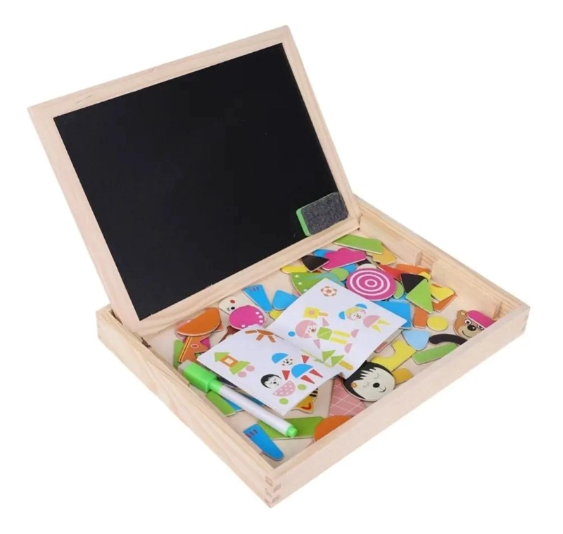 PIZARRA INFANTIL DOBLE DE MADERA PARA JUGAR Y APRENDER - 4