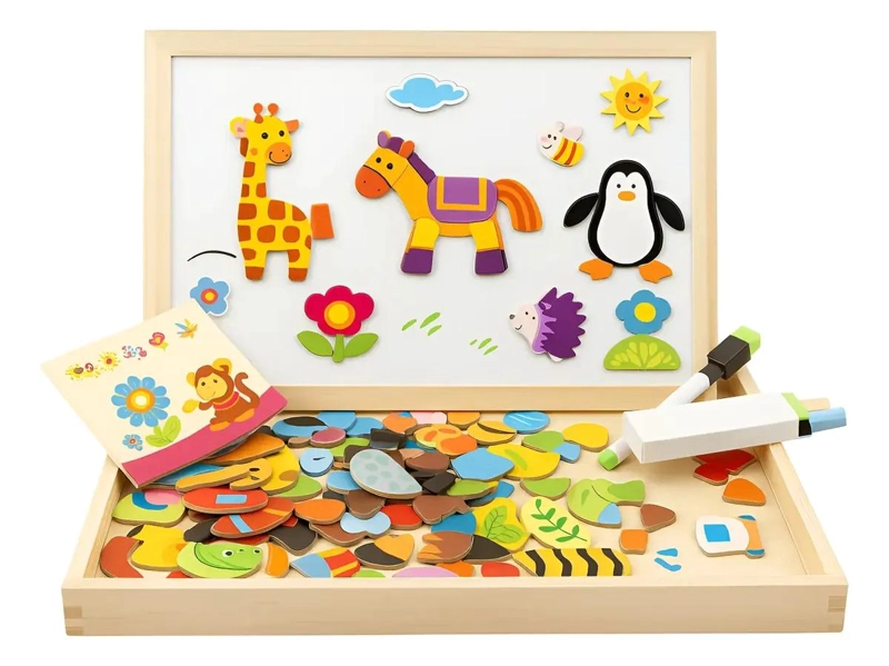 PIZARRA INFANTIL DOBLE DE MADERA PARA JUGAR Y APRENDER - 6