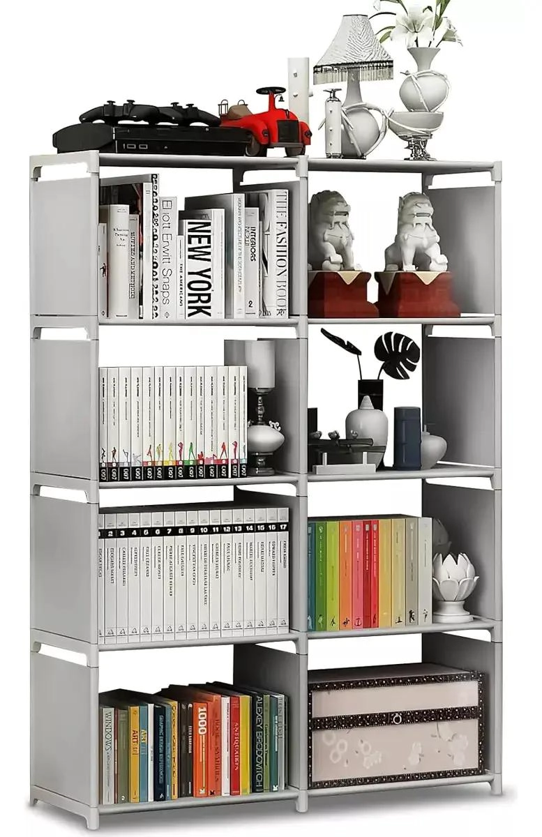 ESTANTE ORGANIZADOR DE LIBROS Y ACCESORIOS CON 8 CUBOS - 1