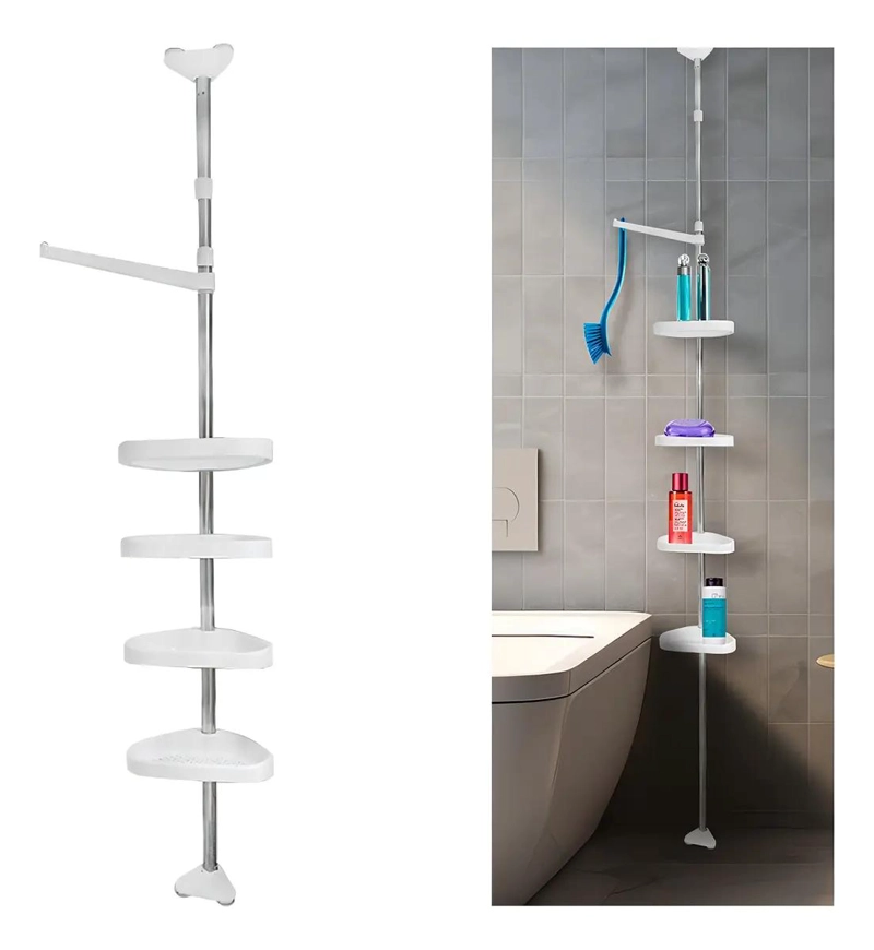 ORGANIZADOR DE DUCHA AJUSTABLE CON 4 ESTANTES Y BRAZO PARA CEPILLO - 2