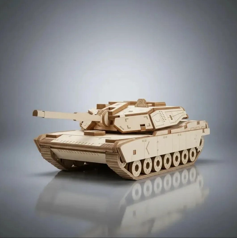 ROMPECABEZAS 3D DE MADERA MODELO TANQUE PARA ARMAR - 3