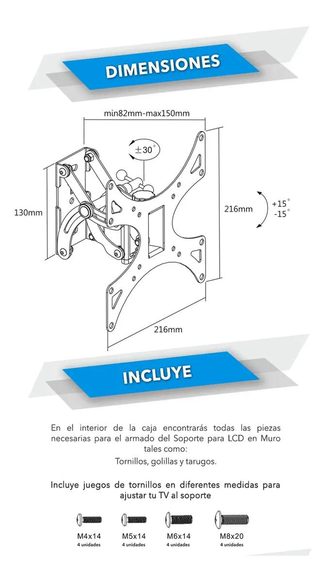SOPORTE UNIVERSAL PARA TV LED LCD DE 23 A 42 PULGADAS - 6