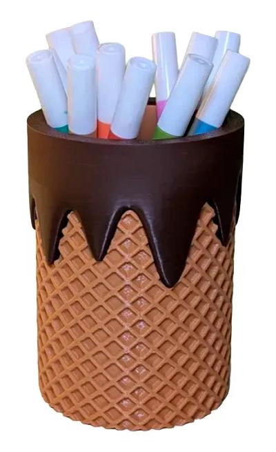 ORGANIZADOR DE ESCRITORIO EN FORMA DE CONO DE HELADO CHOCOLATE - 1