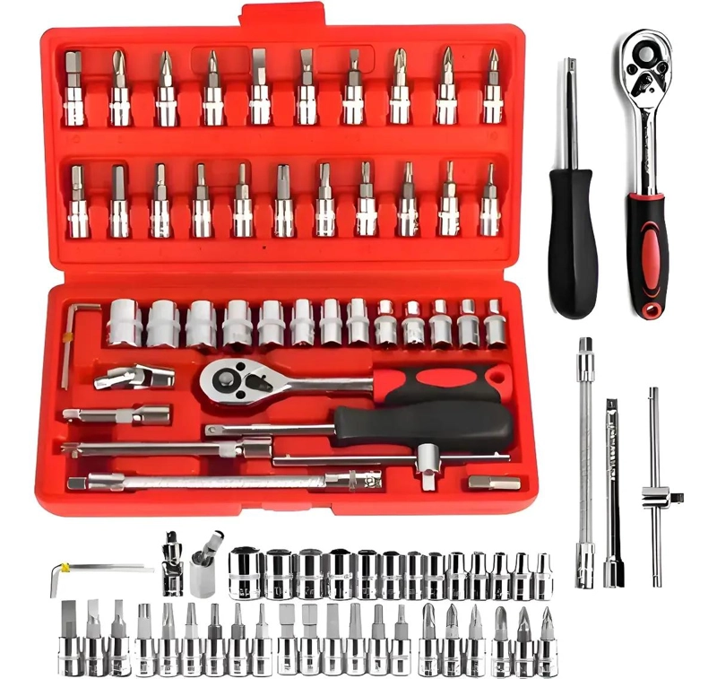 JUEGO COMPLETO DE DADOS MECANICOS 46 PIEZAS PARA TALLER - 1