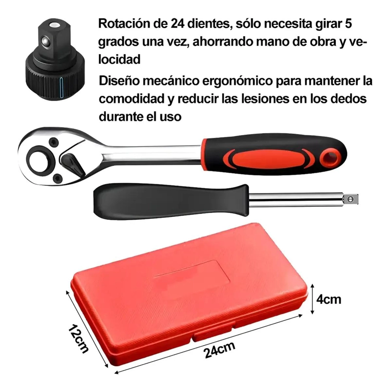 JUEGO COMPLETO DE DADOS MECANICOS 46 PIEZAS PARA TALLER - 6