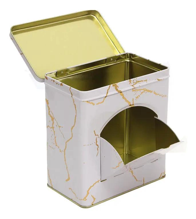 LATA ORGANIZADORA DECORATIVA BLANCA CON TAPA Y APERTURA - 1