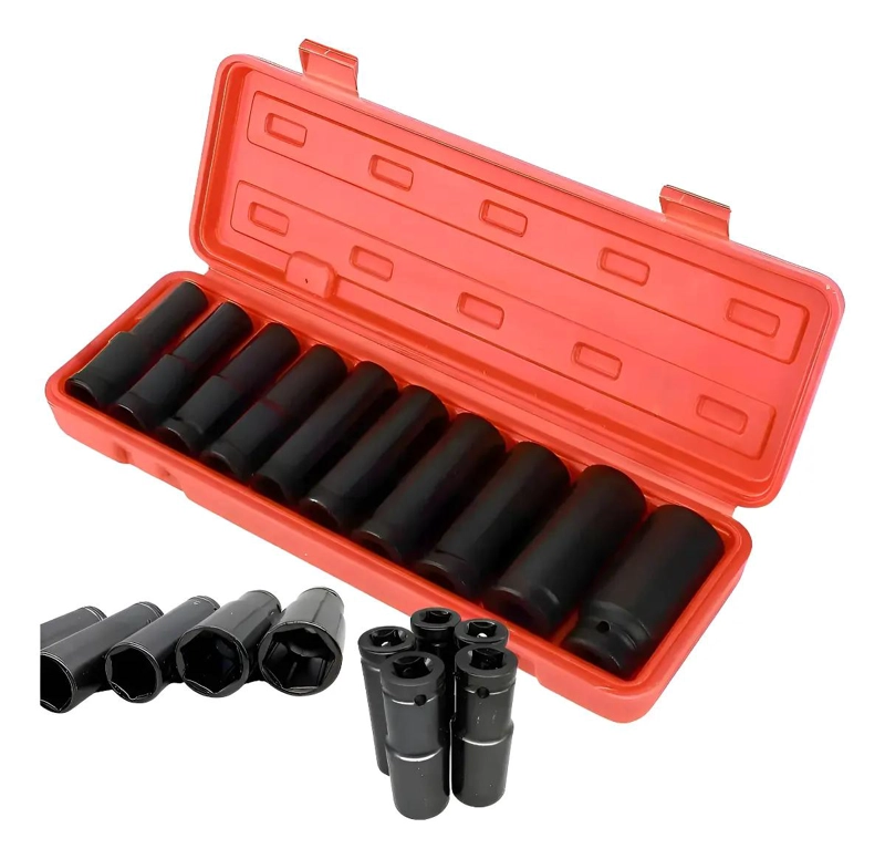 SET DE DADOS DE IMPACTO 10 PIEZAS 8 A 24 MM PARA HERRAMIENTAS - 1
