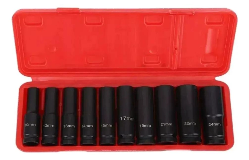 SET DE DADOS DE IMPACTO 10 PIEZAS 8 A 24 MM PARA HERRAMIENTAS - 4