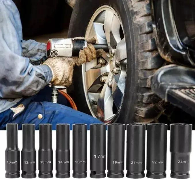 SET DE DADOS DE IMPACTO 10 PIEZAS 8 A 24 MM PARA HERRAMIENTAS - 5
