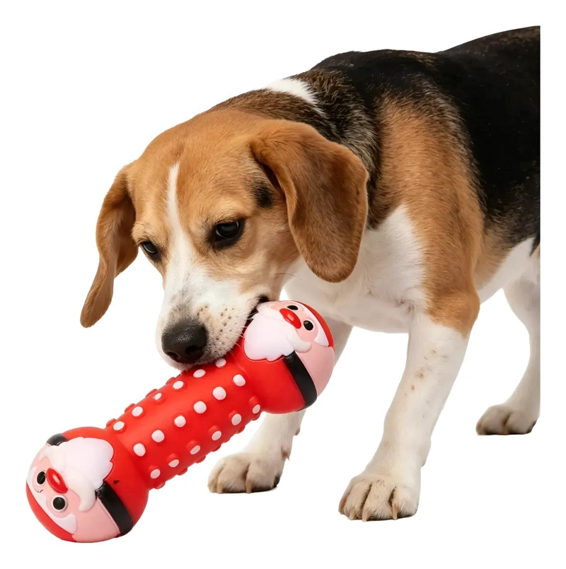 JUGUETE NAVIDEÑO HANTEL PARA PERROS DE 13 CM - 1