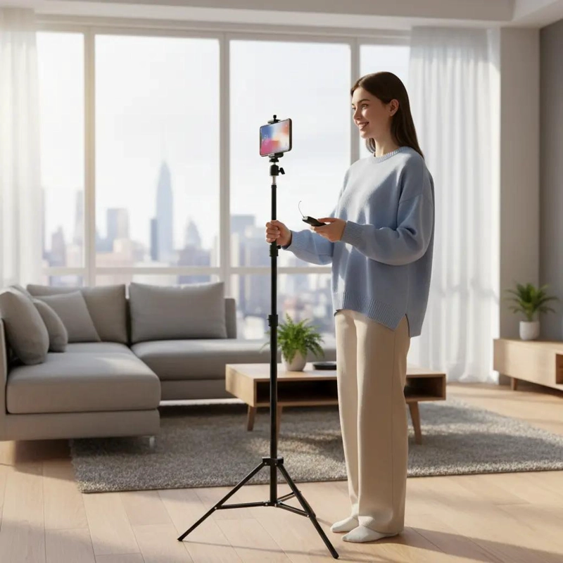 TRIPODE AJUSTABLE DE 160 CM CON CONTROL BLUETOOTH PARA CELULARES - 2