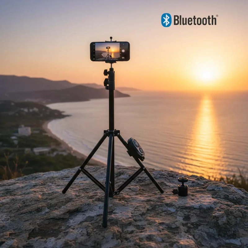 TRIPODE AJUSTABLE DE 160 CM CON CONTROL BLUETOOTH PARA CELULARES - 5