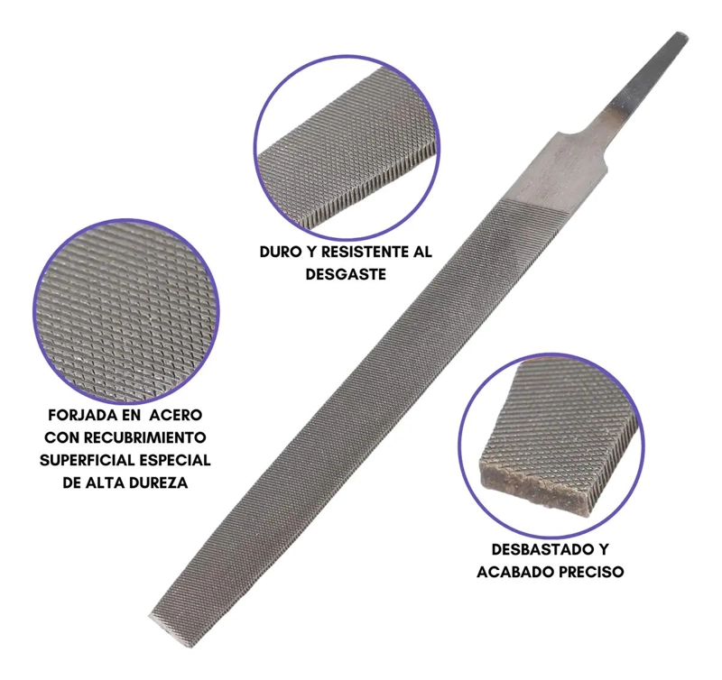 LIMA DE ACERO 20 CM PARA MADERAS Y METALES - 3