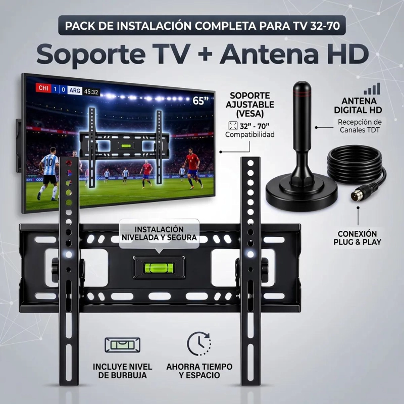 SOPORTE TV INCLINABLE 32-70 PULGADAS Y ANTENA DIGITAL MAGNE TICA - 2