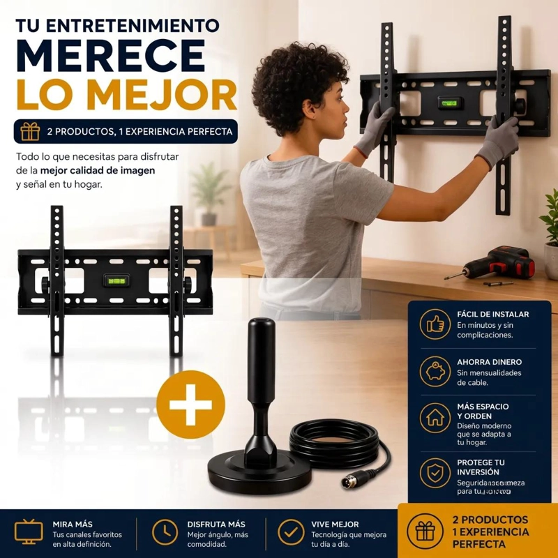 SOPORTE TV INCLINABLE 32-70 PULGADAS Y ANTENA DIGITAL MAGNE TICA - 4