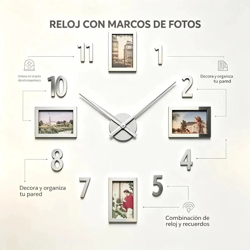 RELOJ DE PARED ESTILO VINTAGE 70 CM COLOR AMARILLO - 3