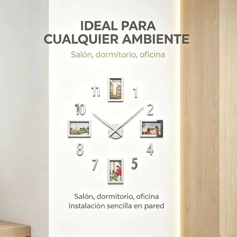 RELOJ DE PARED ESTILO VINTAGE 70 CM COLOR AMARILLO - 5