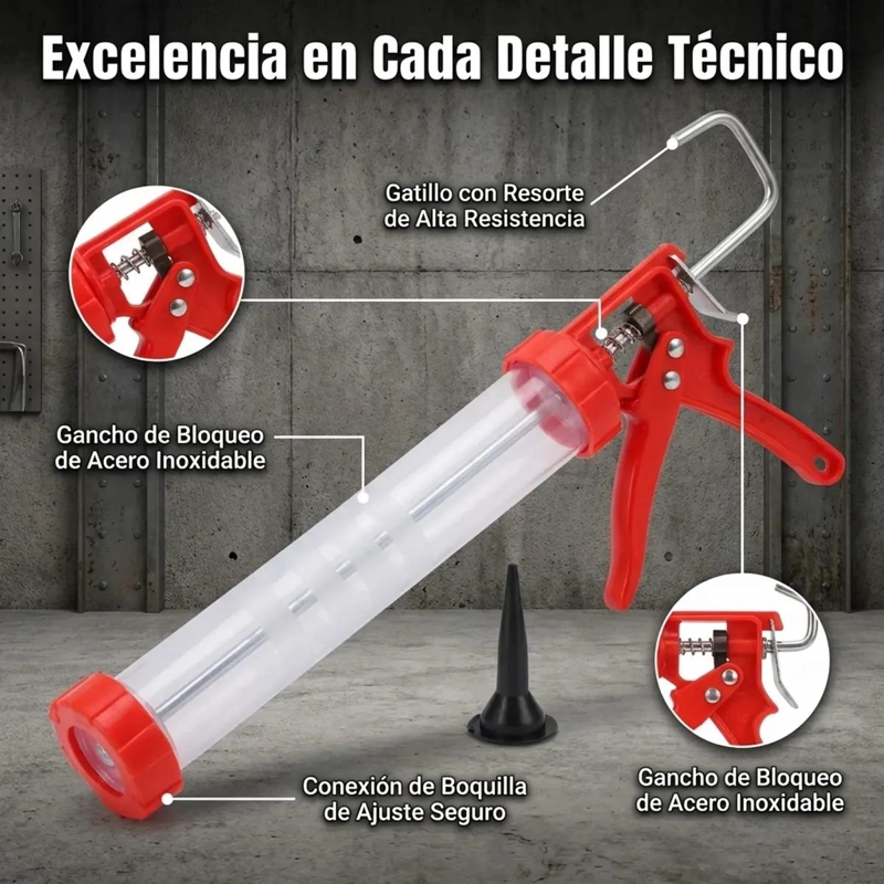 PISTOLA MANUAL PARA SILICONA ESTRUCTURAL DE 600ML - 5