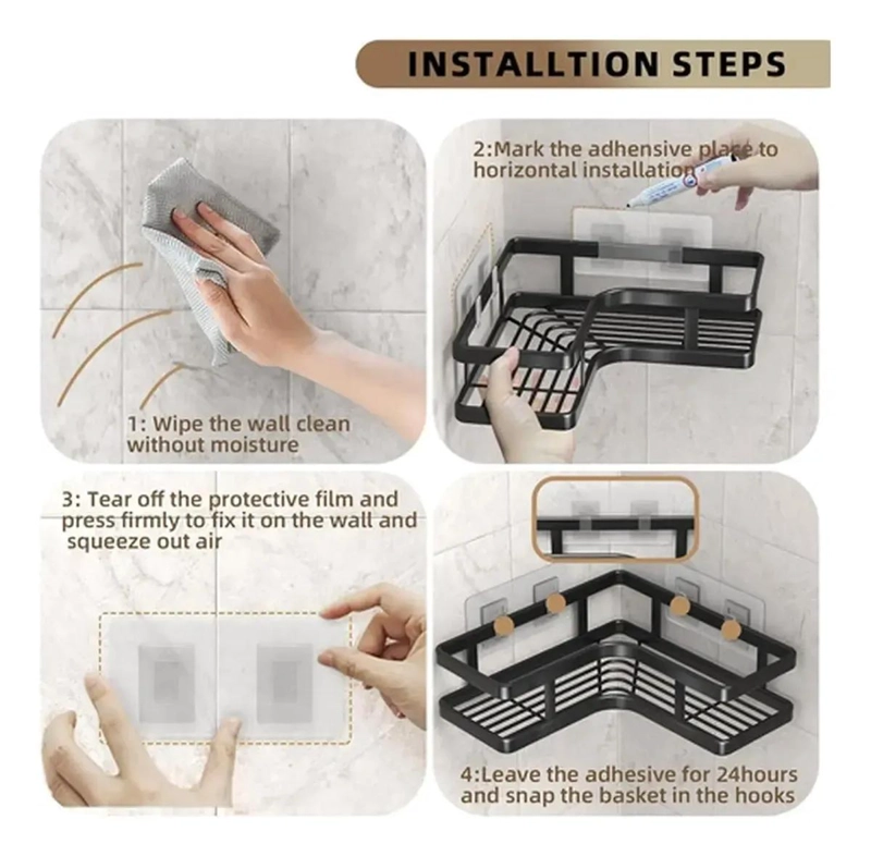 ORGANIZADOR ESQUINERO PARA DUCHA Y BAÑO ESTANTE NEGRO - 5