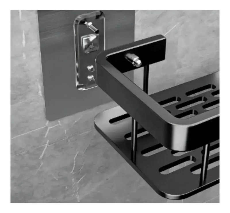 ORGANIZADOR DE BAÑO ADHESIVO PARA DUCHA EN COLOR NEGRO Y PLATEADO - 5