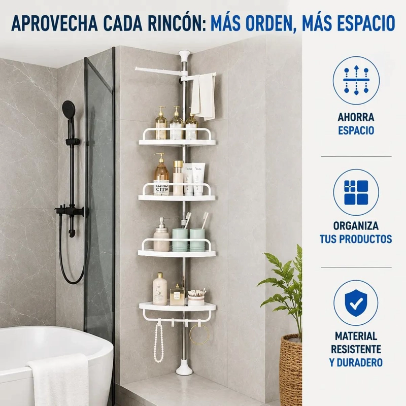 ORGANIZADOR ESQUINERO TELESCOPICO PARA BAÑO CON 4 NIVELES - 4