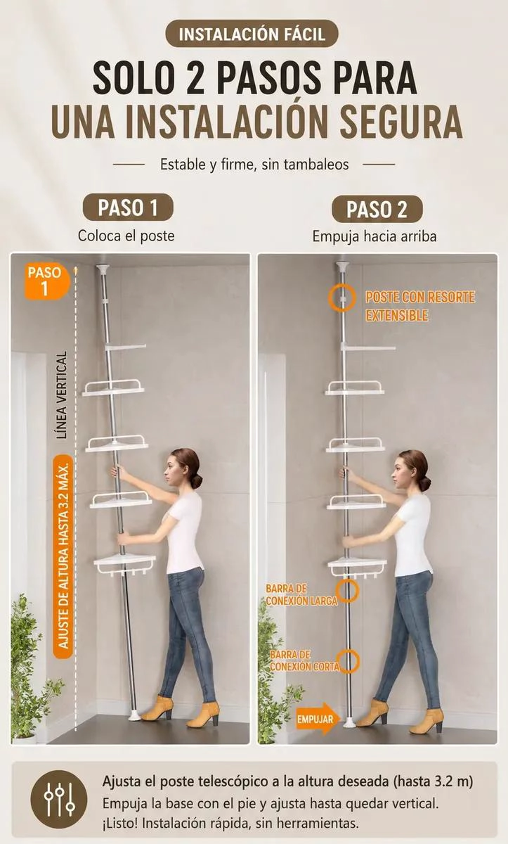 ORGANIZADOR ESQUINERO TELESCOPICO PARA BAÑO CON 4 NIVELES - 5