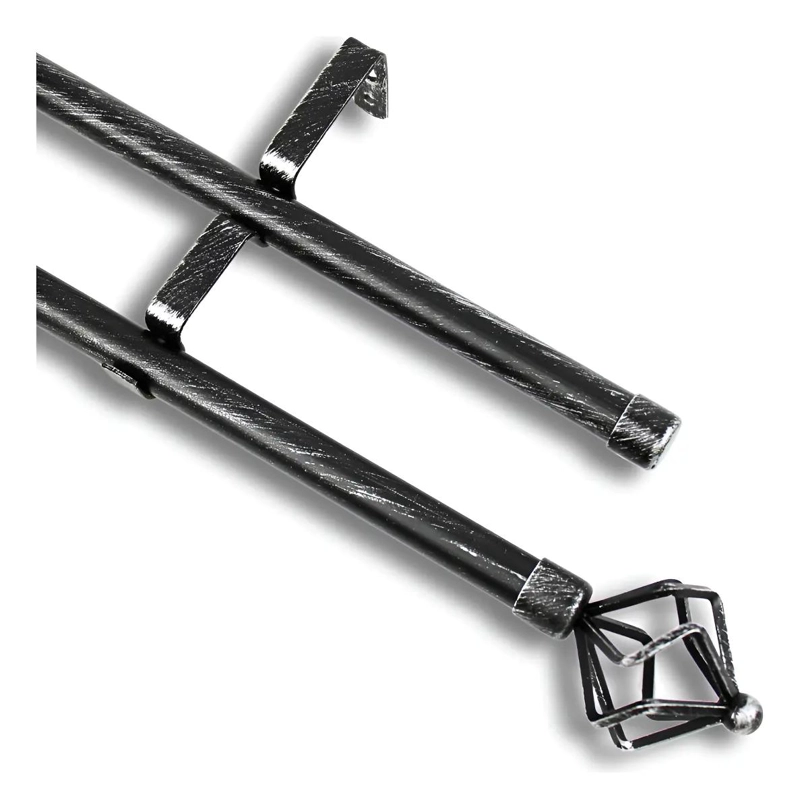 BARRAS DE CORTINA EXTENSIBLES METALICAS 120-210 CM COLOR NEGRO Y PLATA - 1